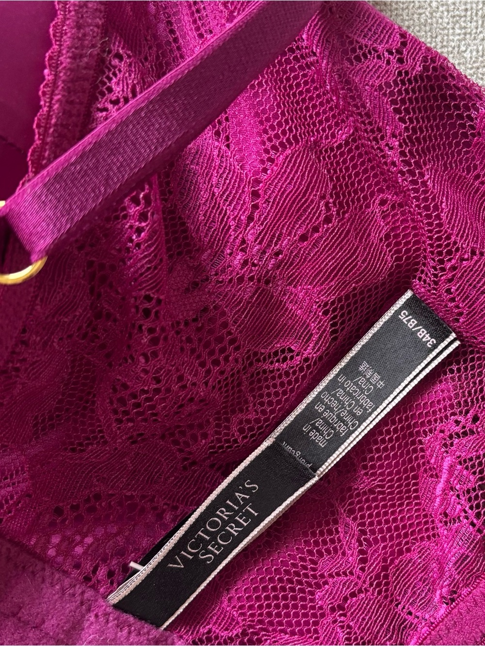 Victoria's Secret Raspberry Satin Longline Bombshell Bra Top with Lace Trim - Picture 6 of 7